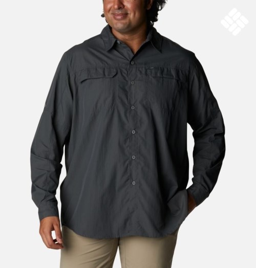 Men's Columbia Silver Ridge 2.0 Long Sleeve Shirts Black | Plus Size CA-WLA10